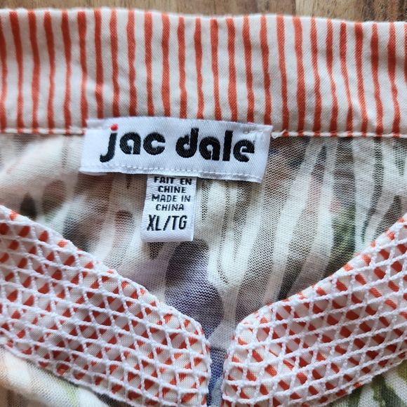 Jac dale vintage semi sheer zip textured blouse/blazer,floral patterns,size XL - Picture 5 of 11